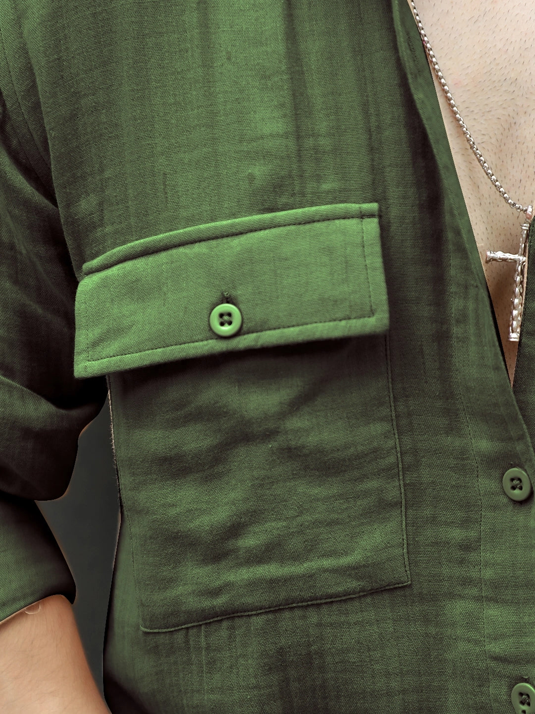 Vero Vibe Lucas Double Clothe Forest Green Shirt