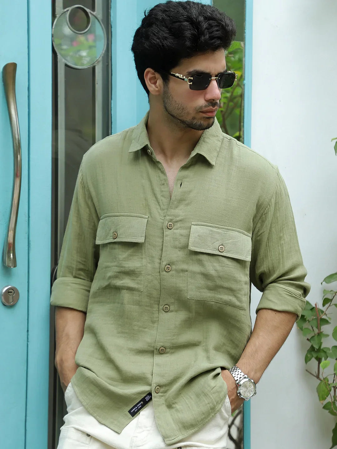 Vero Vibe Lucas Double Clothe Mint Green Shirt