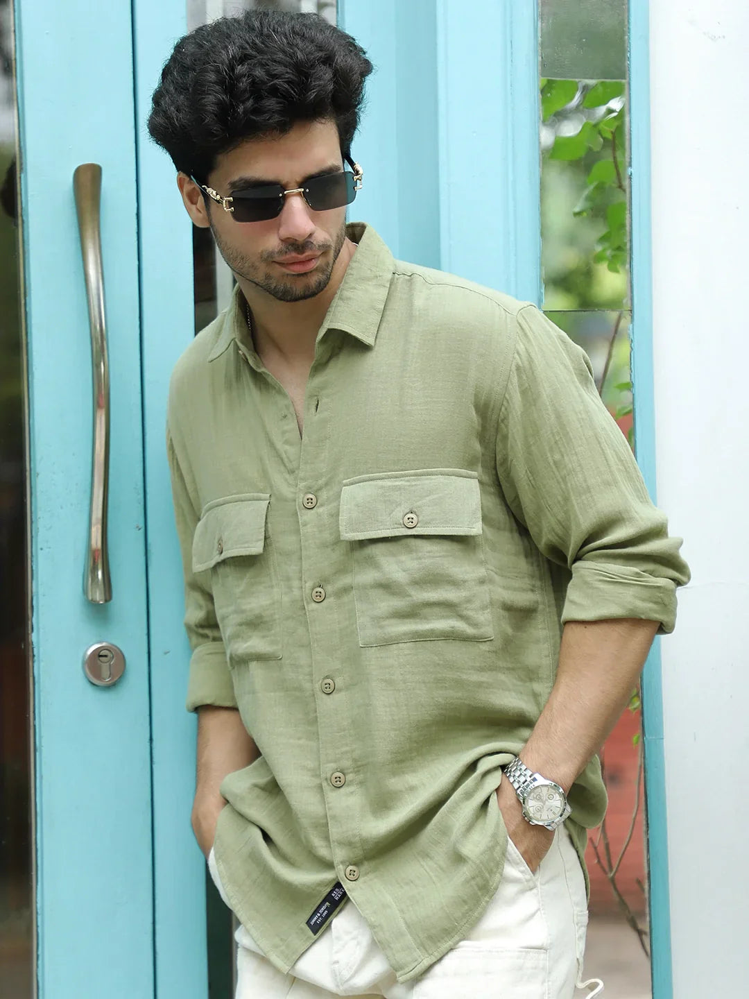 Vero Vibe Lucas Double Clothe Mint Green Shirt