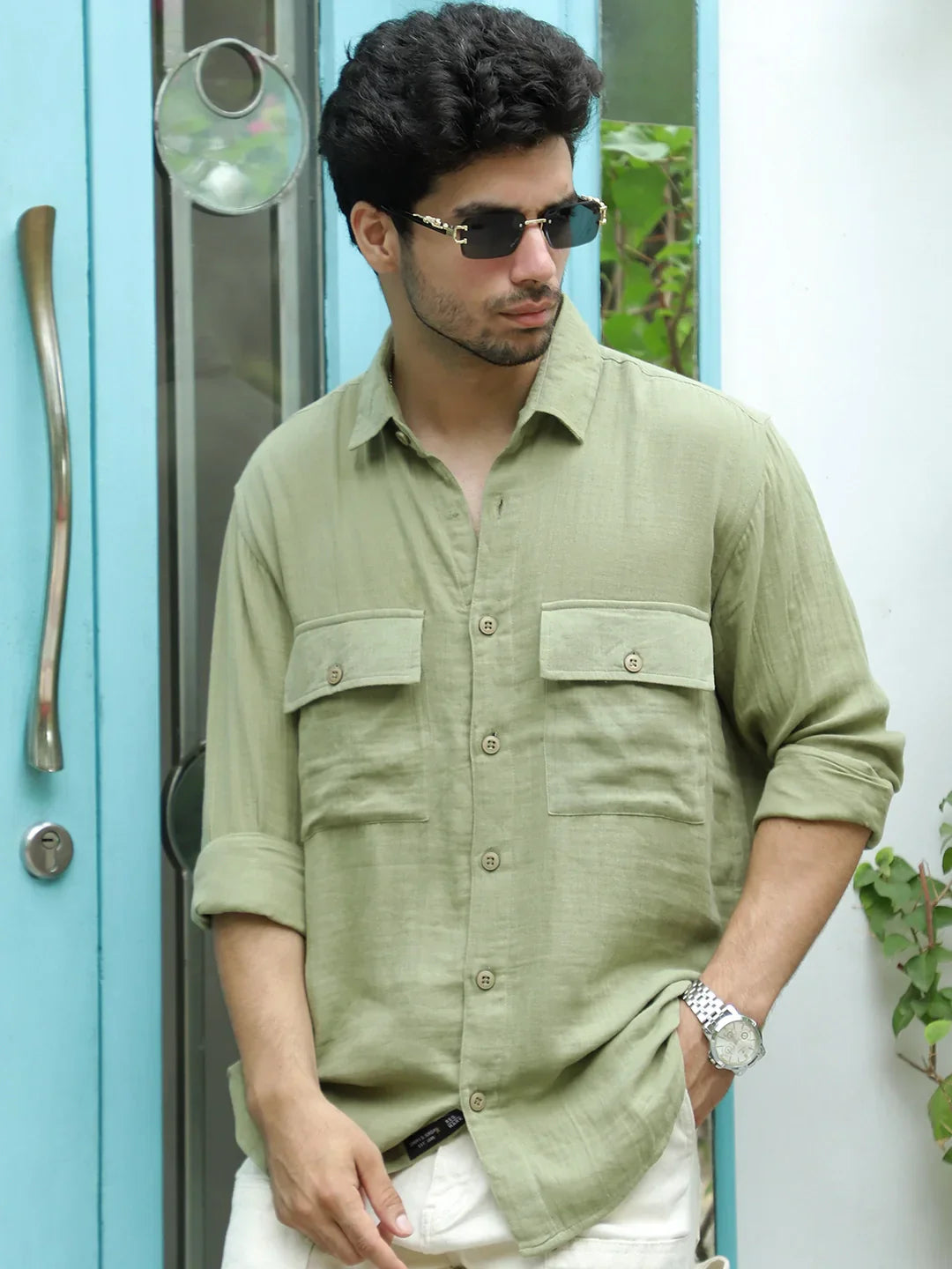 Vero Vibe Lucas Double Clothe Mint Green Shirt