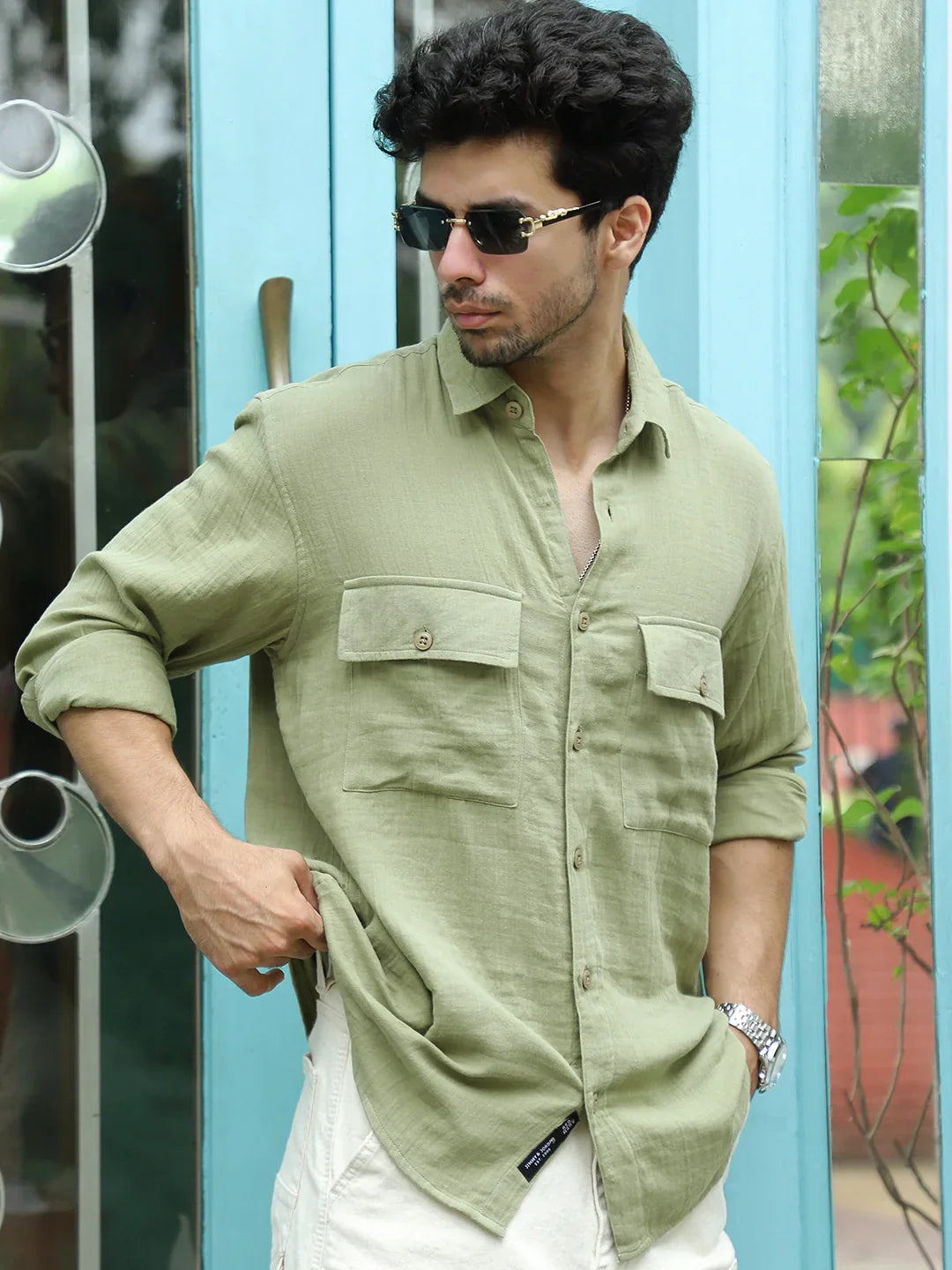 Vero Vibe Lucas Double Clothe Mint Green Shirt
