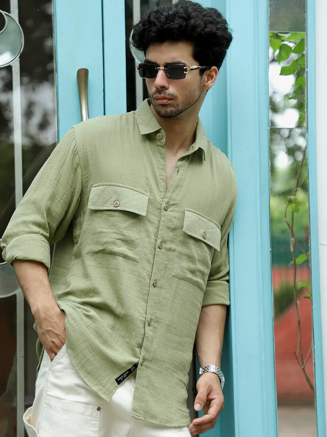 Vero Vibe Lucas Double Clothe Mint Green Shirt