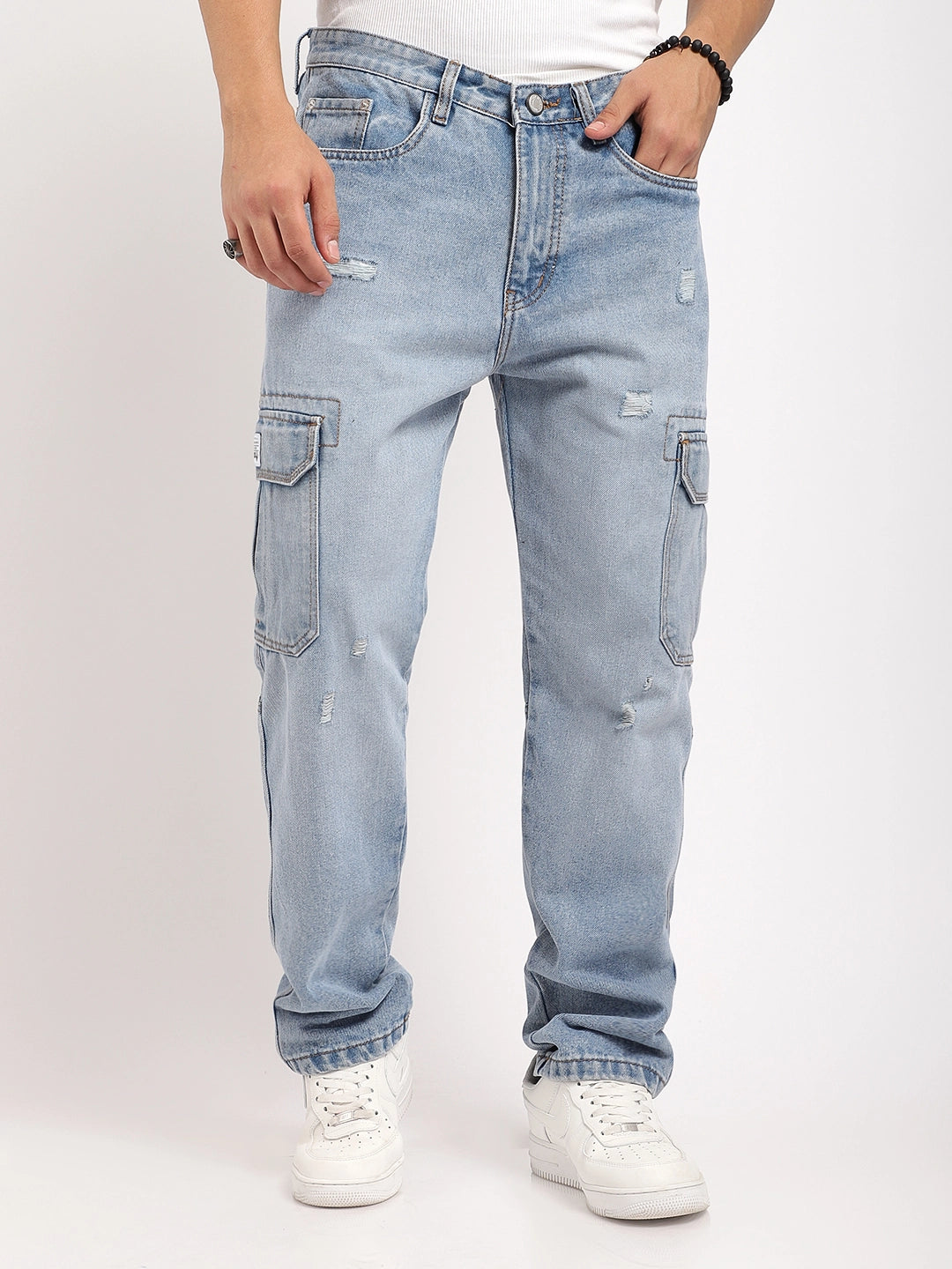 Zoom Rough Light Blue Denim Cargo