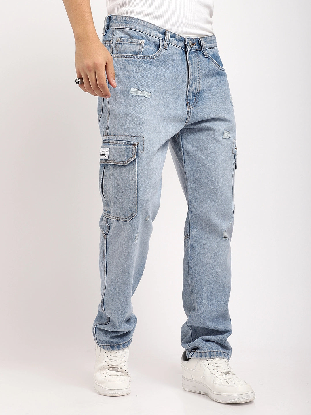 Zoom Rough Light Blue Denim Cargo