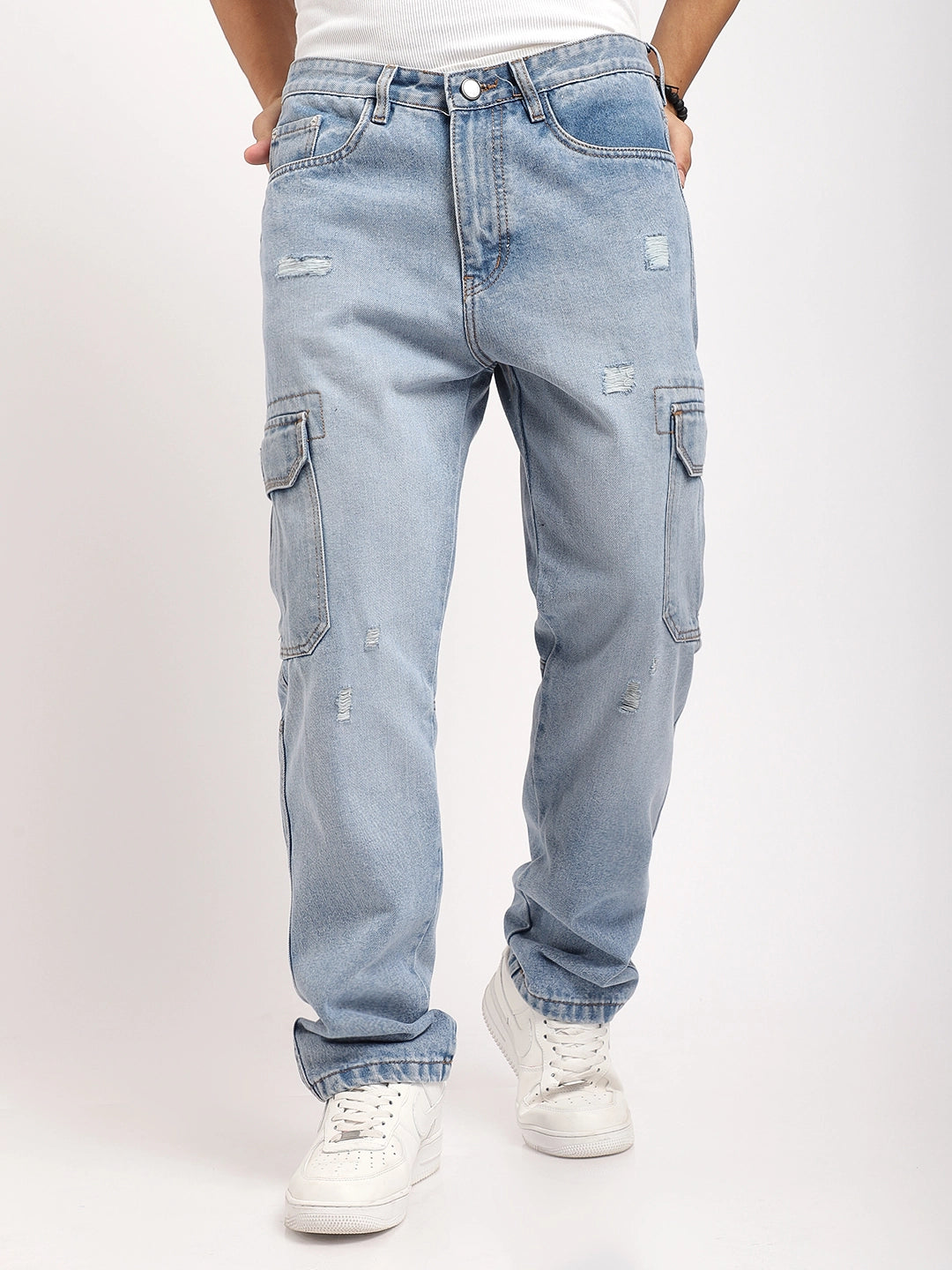 Zoom Rough Light Blue Denim Cargo