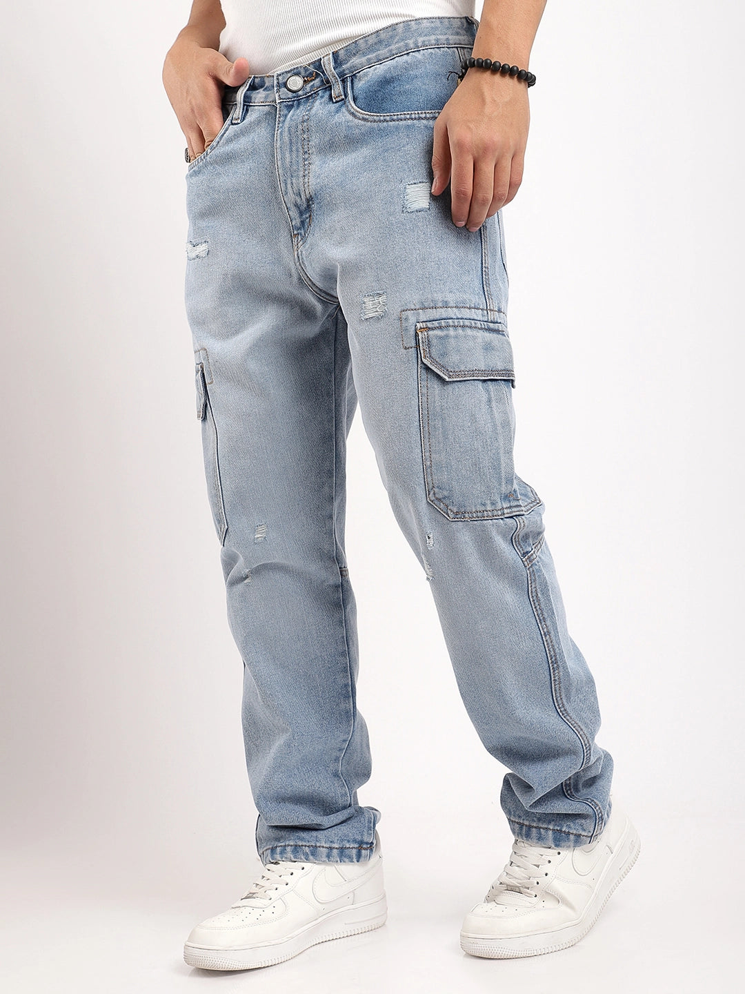 Zoom Rough Light Blue Denim Cargo