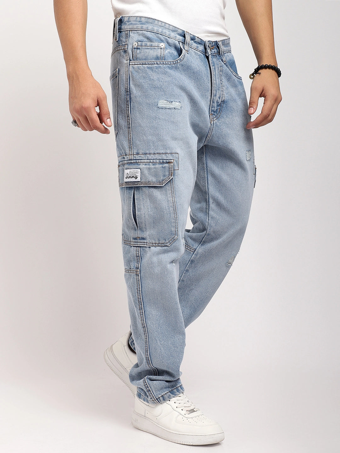 Zoom Rough Light Blue Denim Cargo