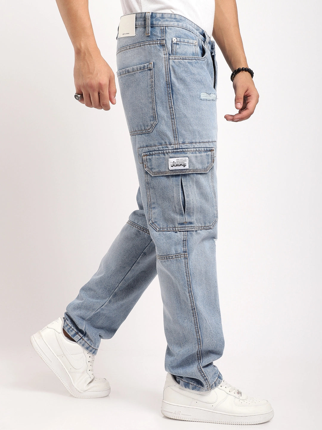Zoom Rough Light Blue Denim Cargo