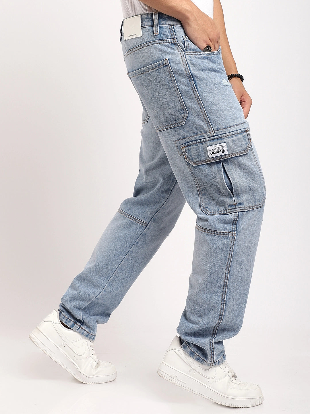 Zoom Rough Light Blue Denim Cargo