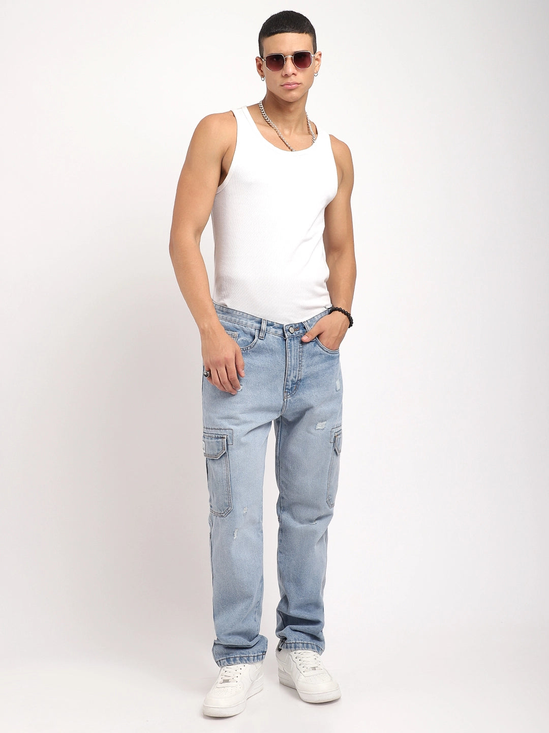 Zoom Rough Light Blue Denim Cargo