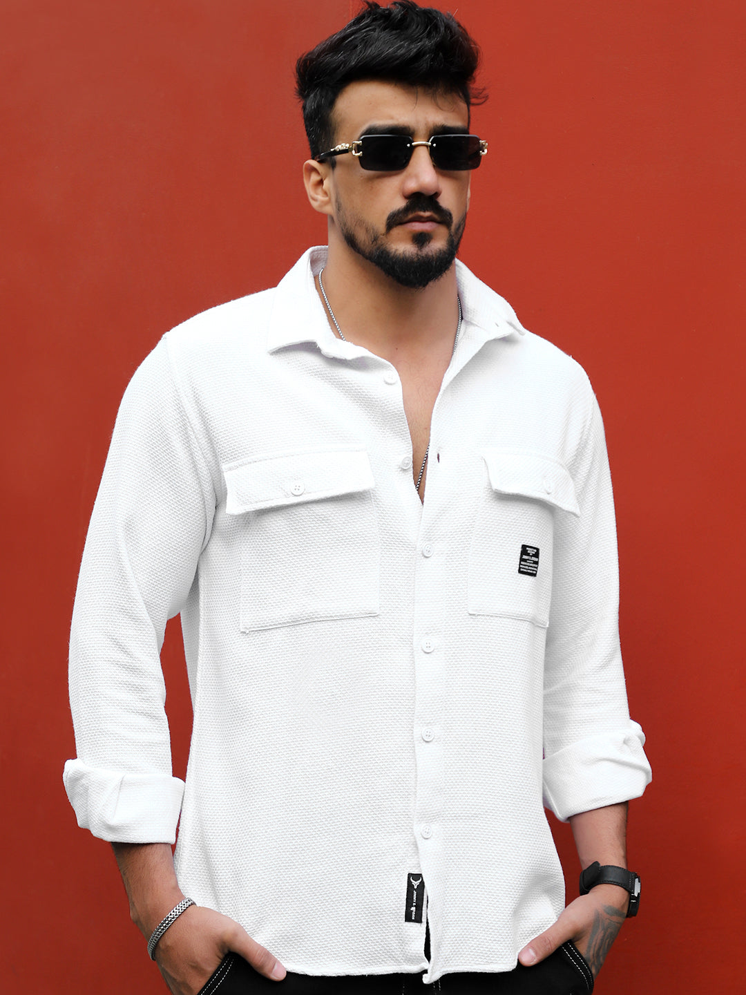 Tuscan White Texture Full Sleeve Shirt