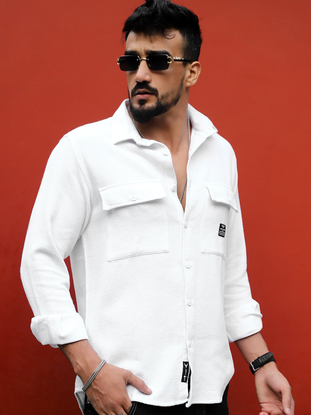 Tuscan White Texture Full Sleeve Shirt