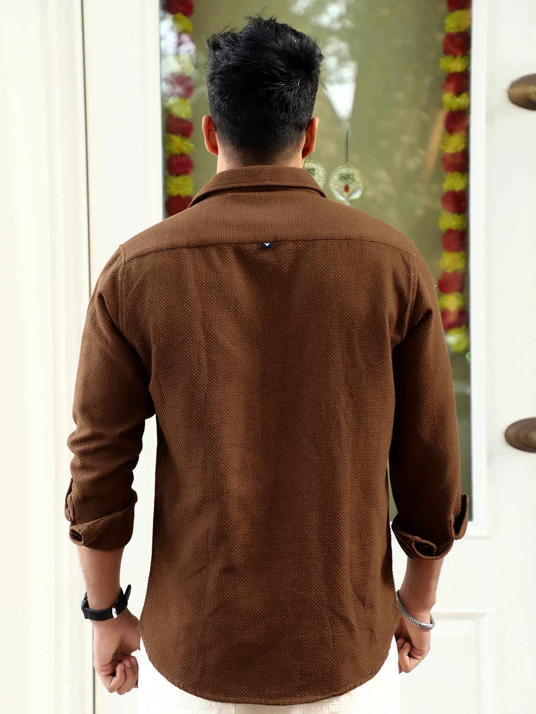 Tuscan Brown Texture Full Sleeve Shirt