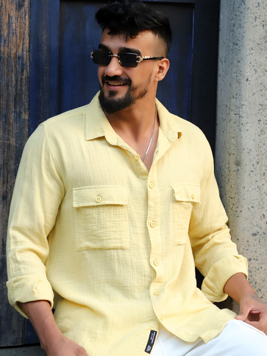 Vero Vibe Lucas Double Clothe Lemon Yellow Shirt