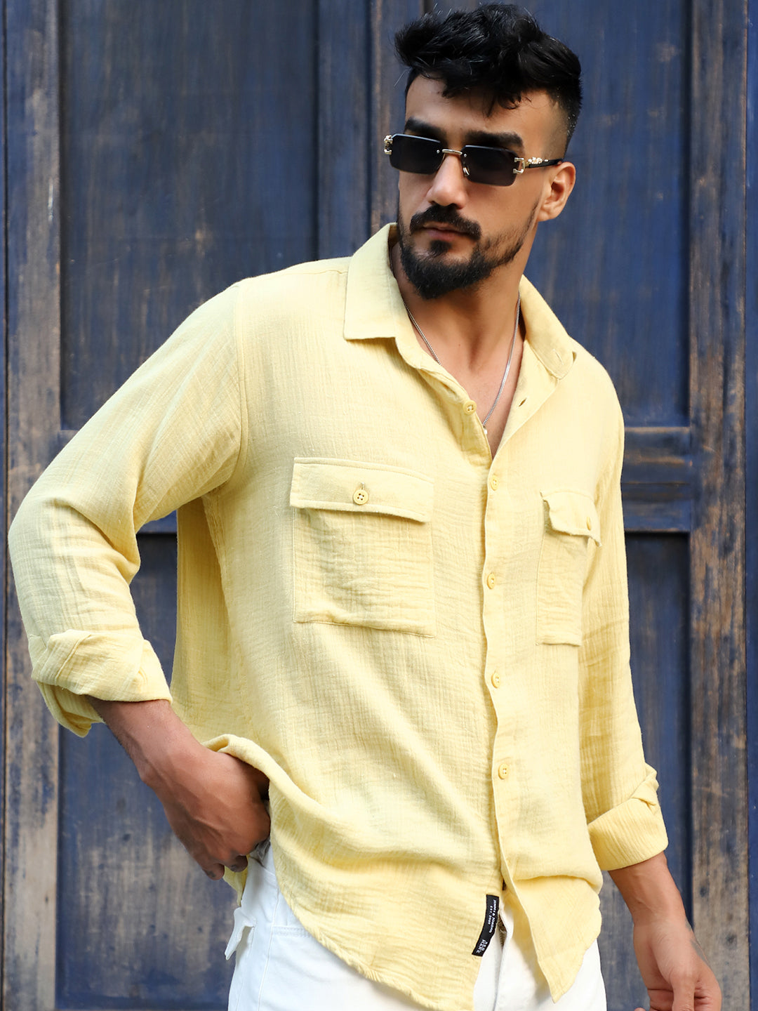 Vero Vibe Lucas Double Clothe Lemon Yellow Shirt