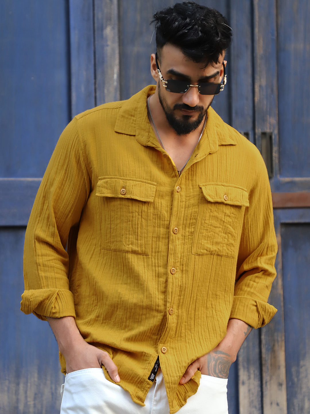 Vero Vibe Lucas Double Clothe Amber Shirt