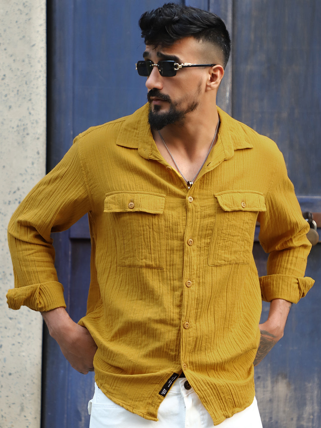 Vero Vibe Lucas Double Clothe Amber Shirt