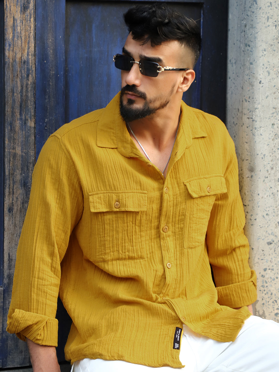 Vero Vibe Lucas Double Clothe Amber Shirt