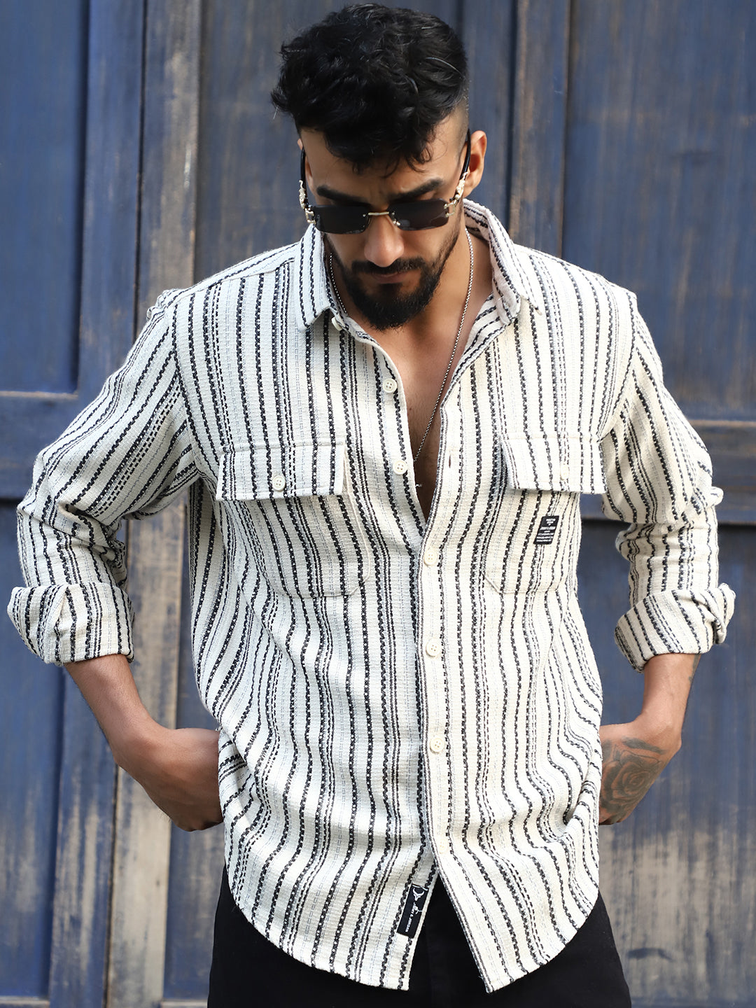 Maui Wave White Stripe Full Sleeve Shirt