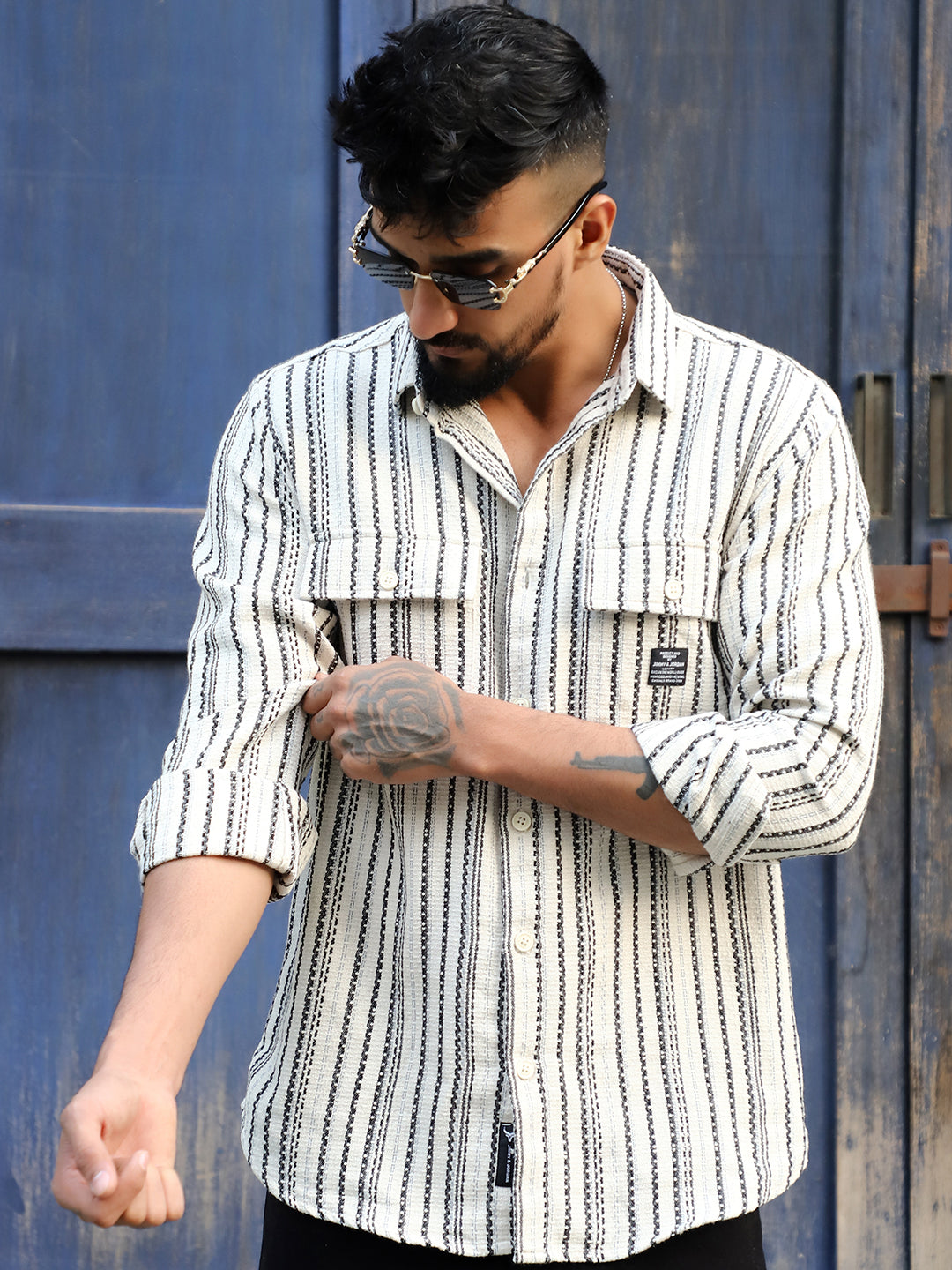 Maui Wave White Stripe Full Sleeve Shirt