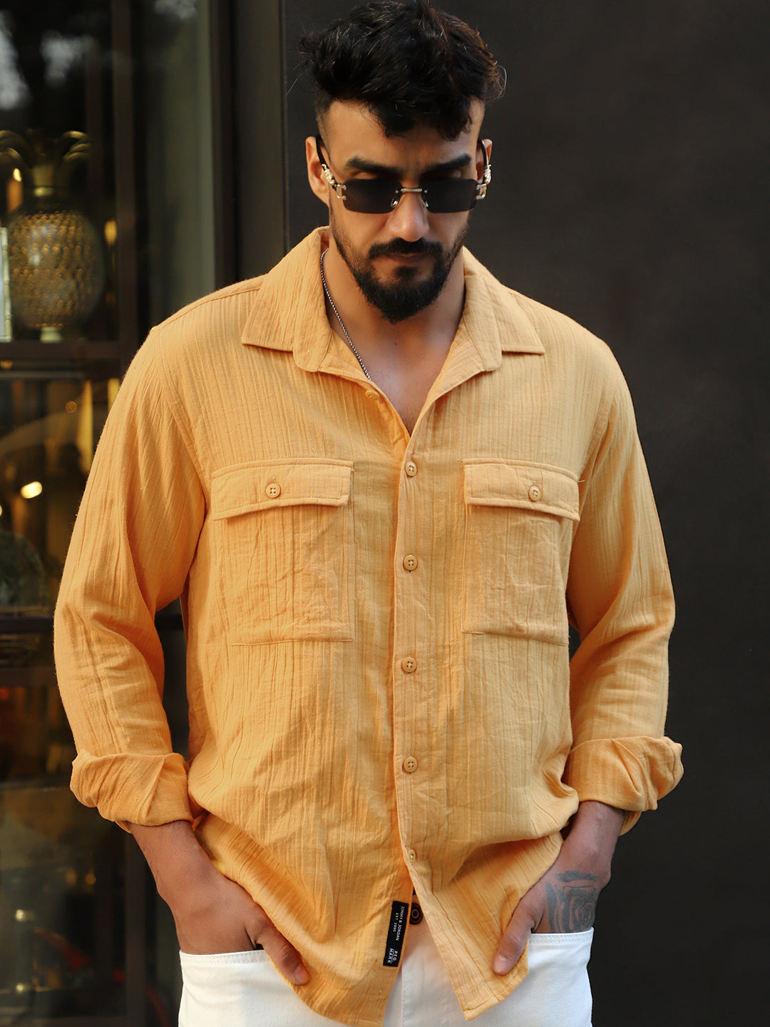 Vero Vibe Lucas Double Clothe Bright Yellow Shirt