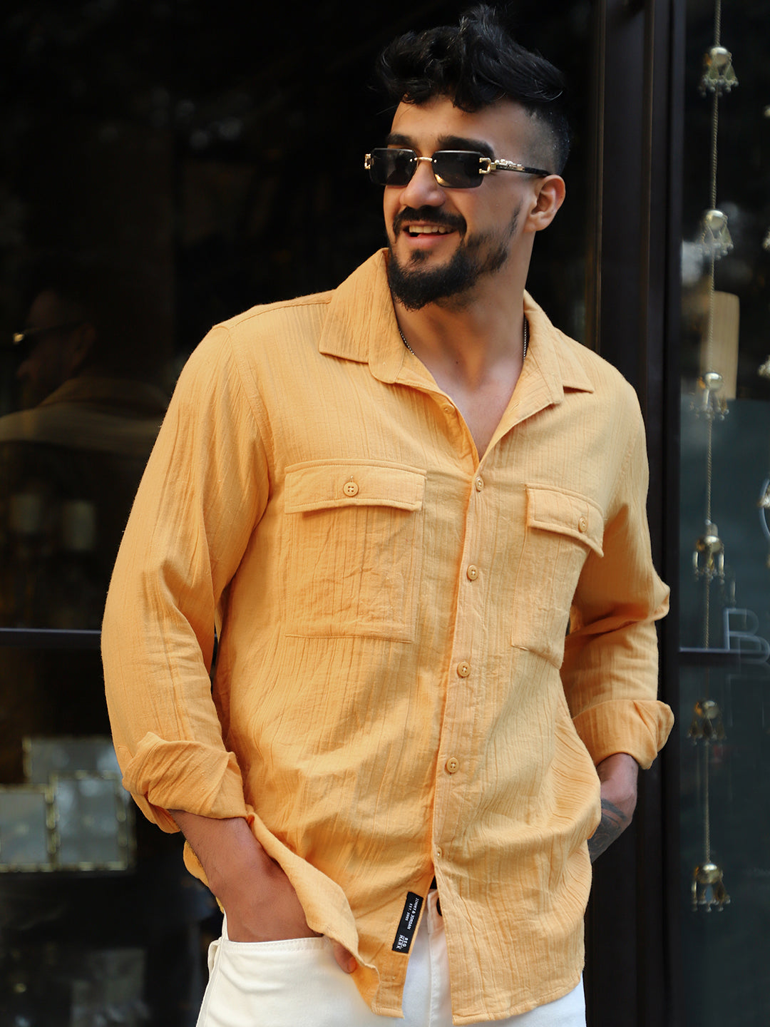 Vero Vibe Lucas Double Clothe Bright Yellow Shirt