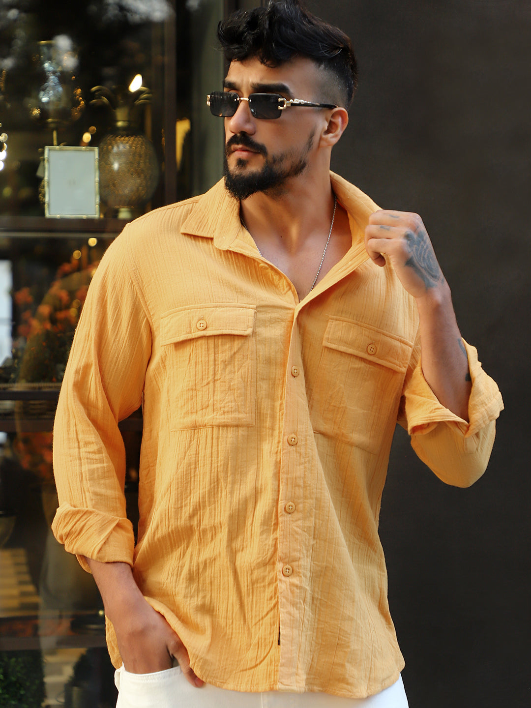 Vero Vibe Lucas Double Clothe Bright Yellow Shirt