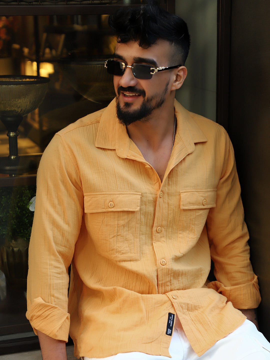 Vero Vibe Lucas Double Clothe Bright Yellow Shirt