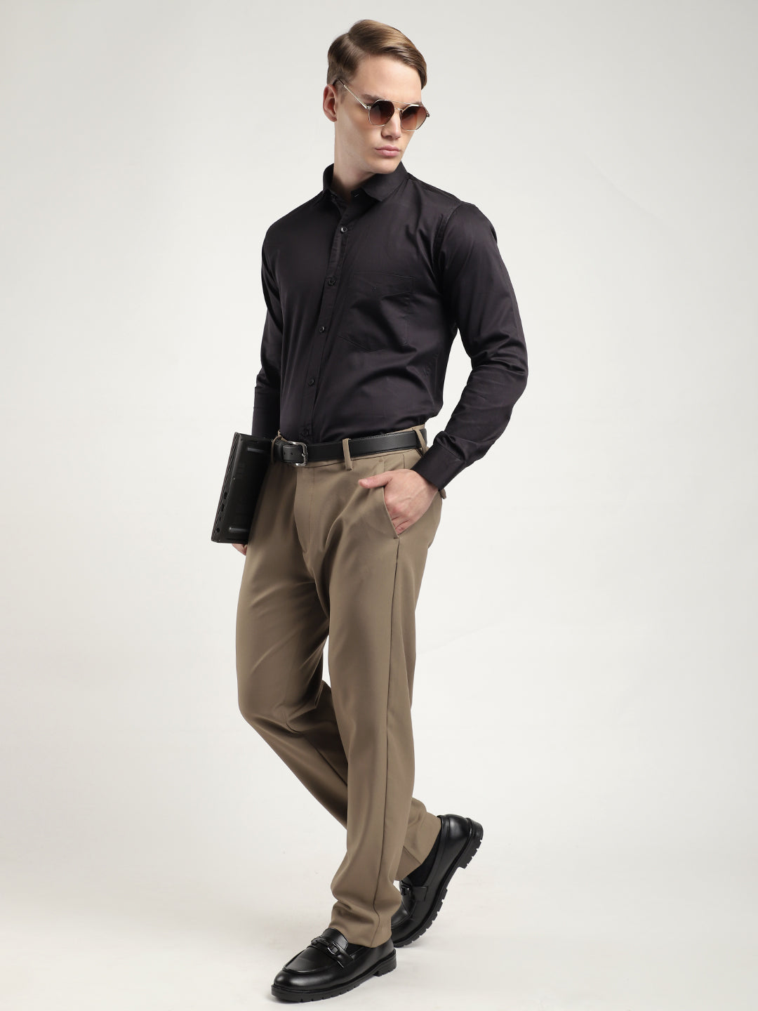 Black Satin Plain Shirt