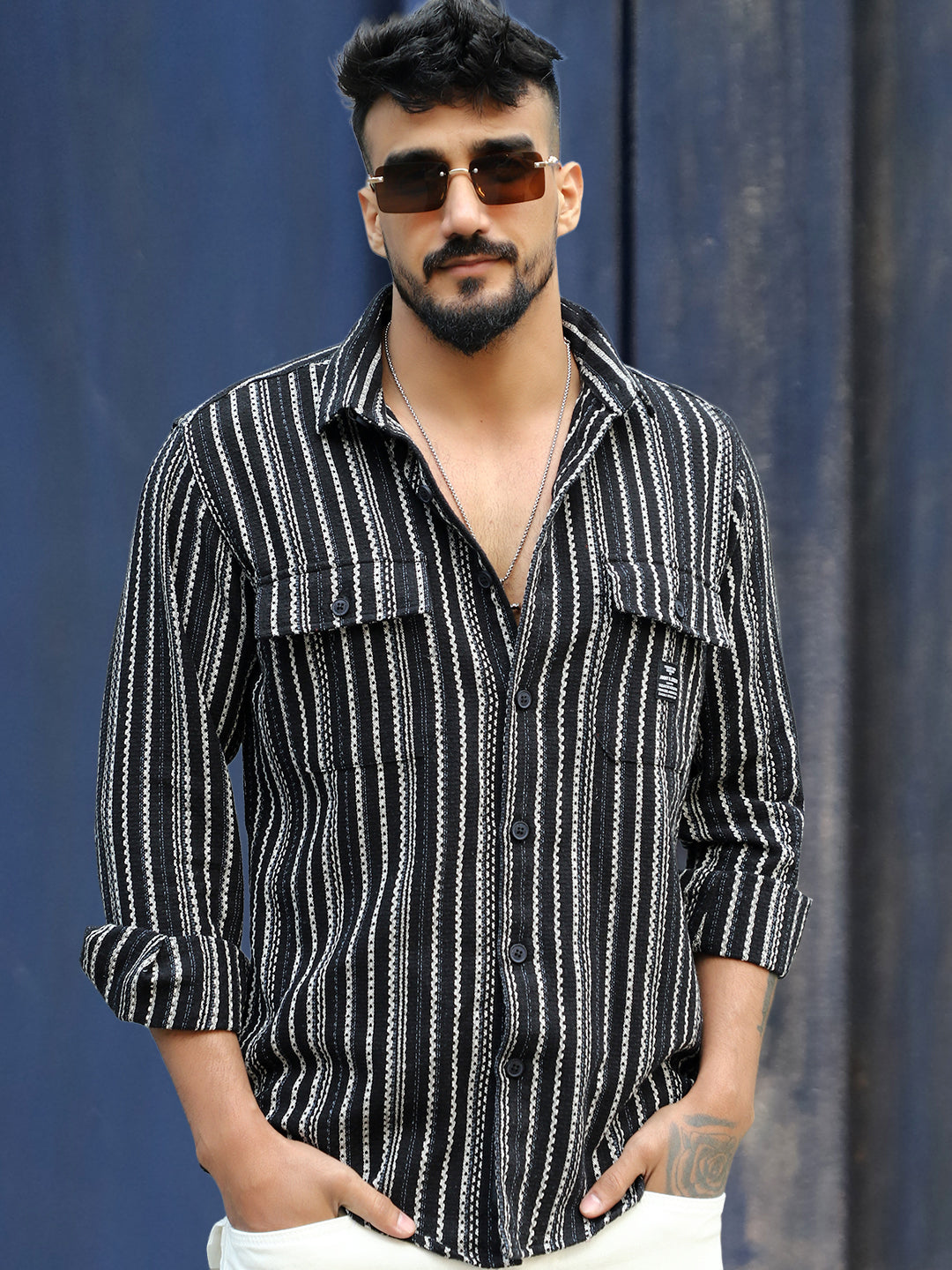 Maui Wave Black Stripe Full Sleeve Shirt