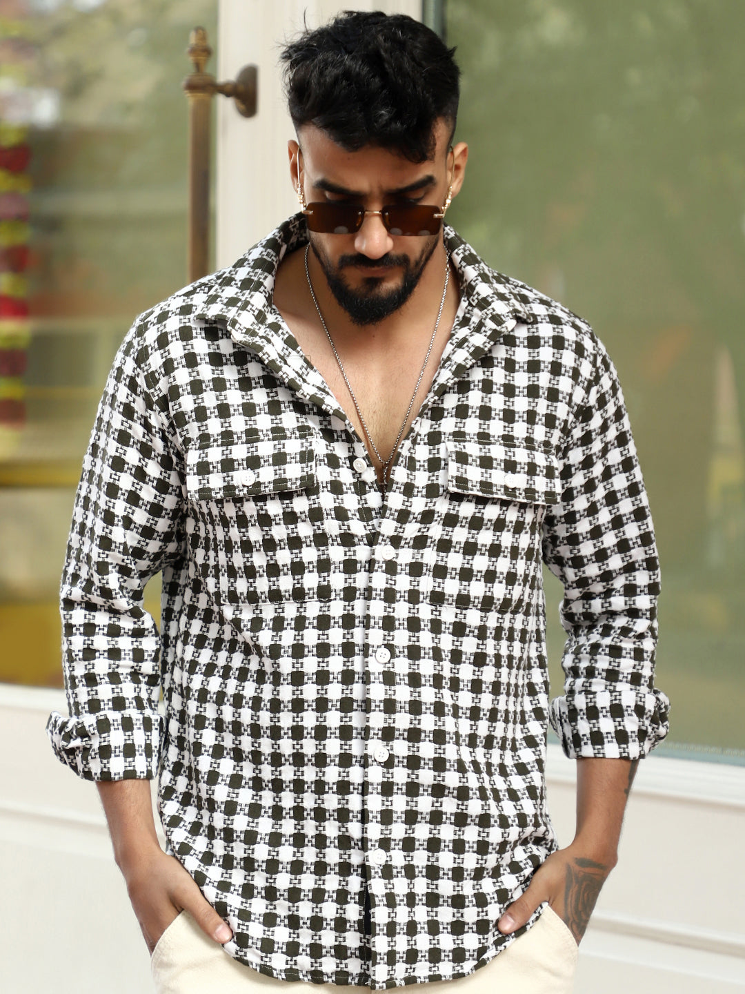 Polar Classic Olive Green Check Full Sleeve Shirt