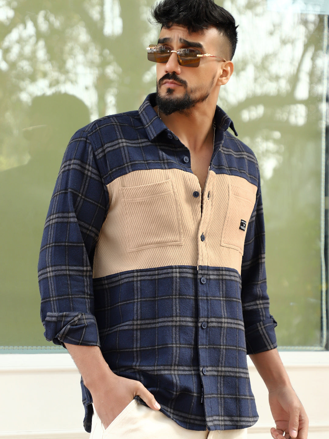 Thunderbird Dark Blue Check Full Sleeve Shirt