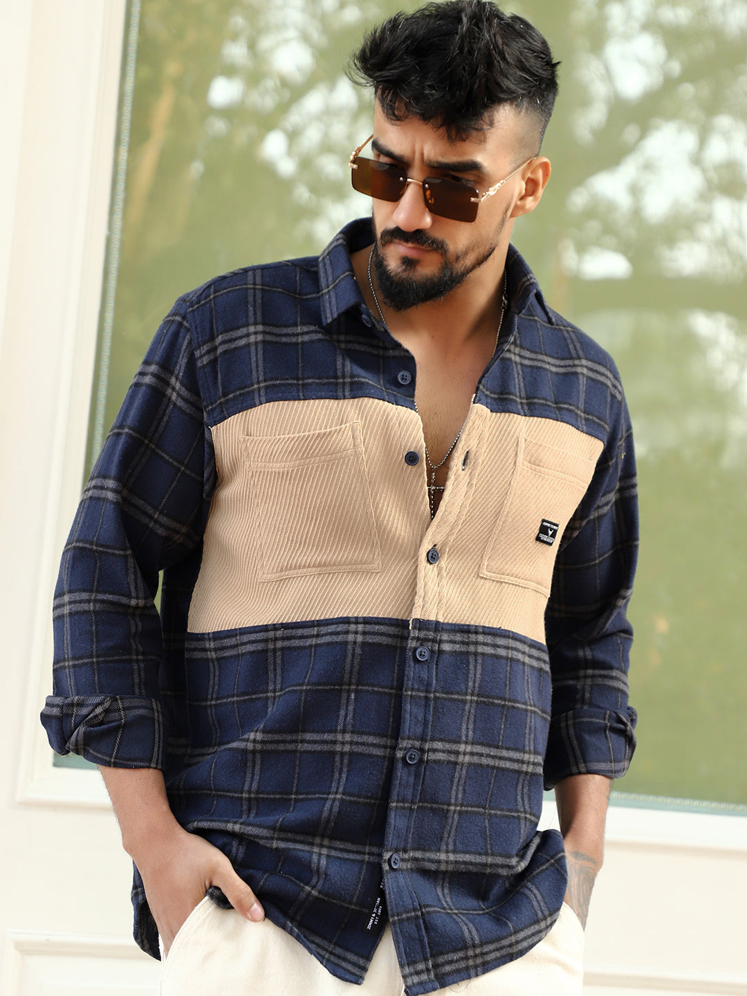 Thunderbird Dark Blue Check Full Sleeve Shirt