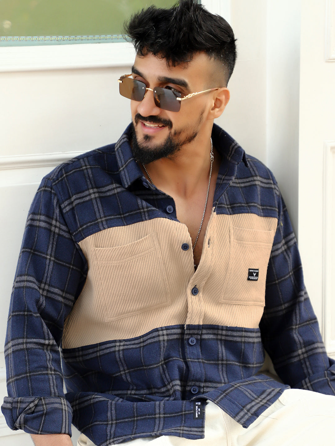 Thunderbird Dark Blue Check Full Sleeve Shirt