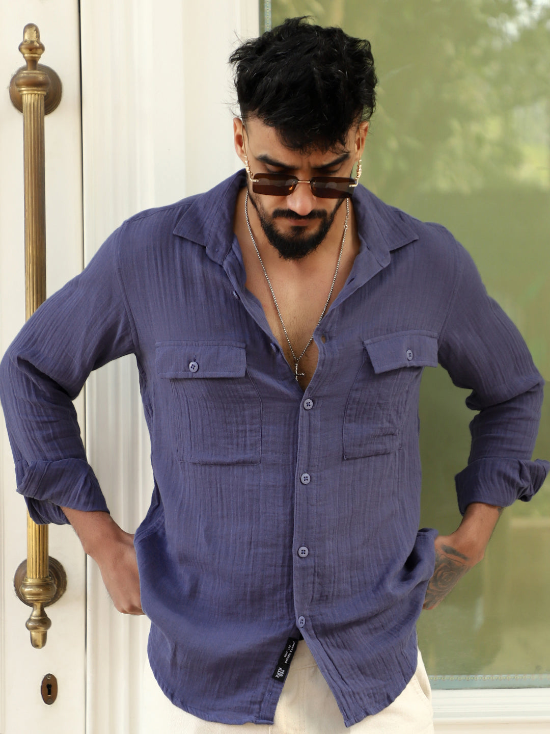 Vero Vibe Lucas Double Clothe Yale Blue Shirt