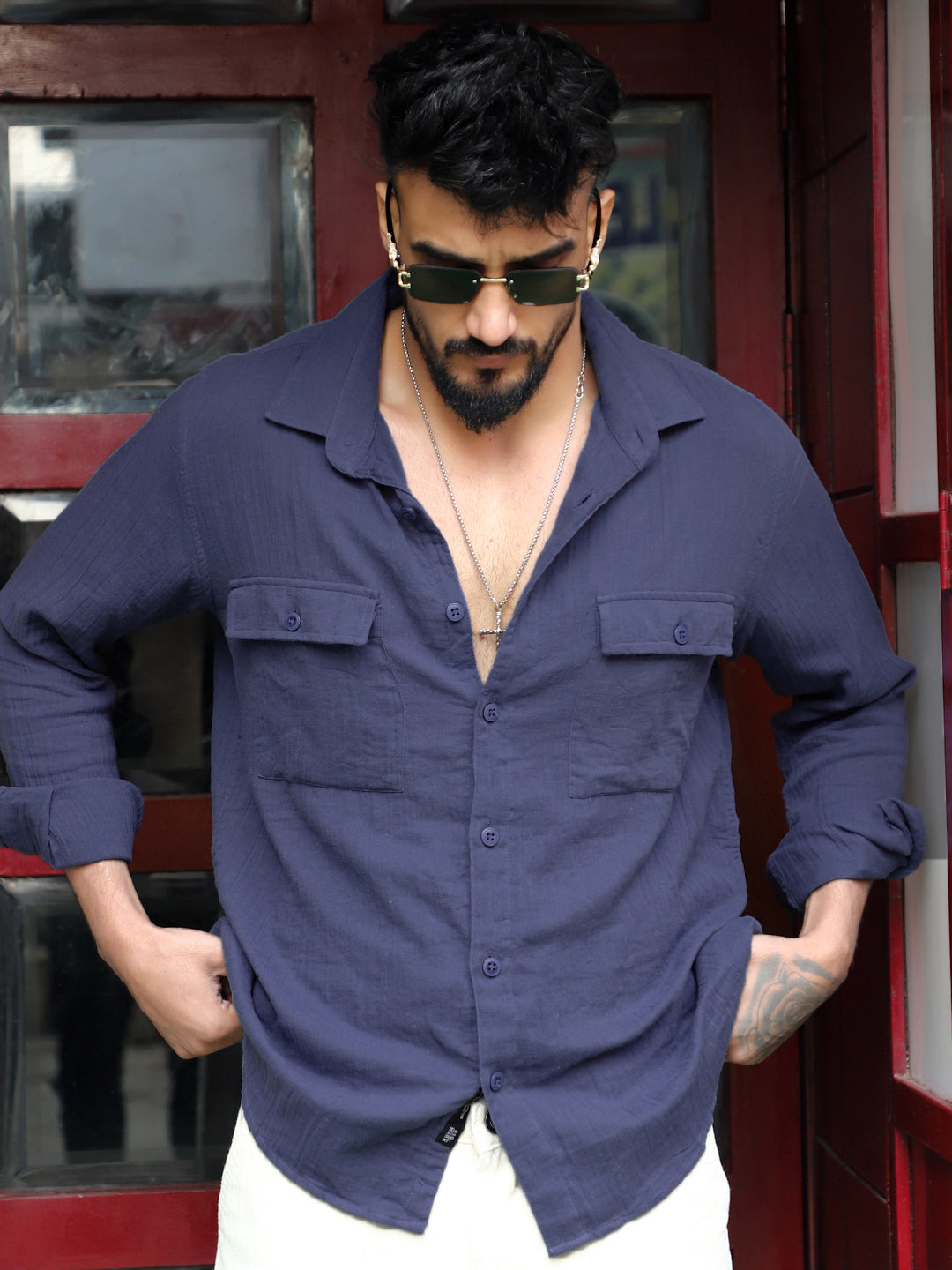 Vero Vibe Lucas Double Clothe Classic Blue Shirt