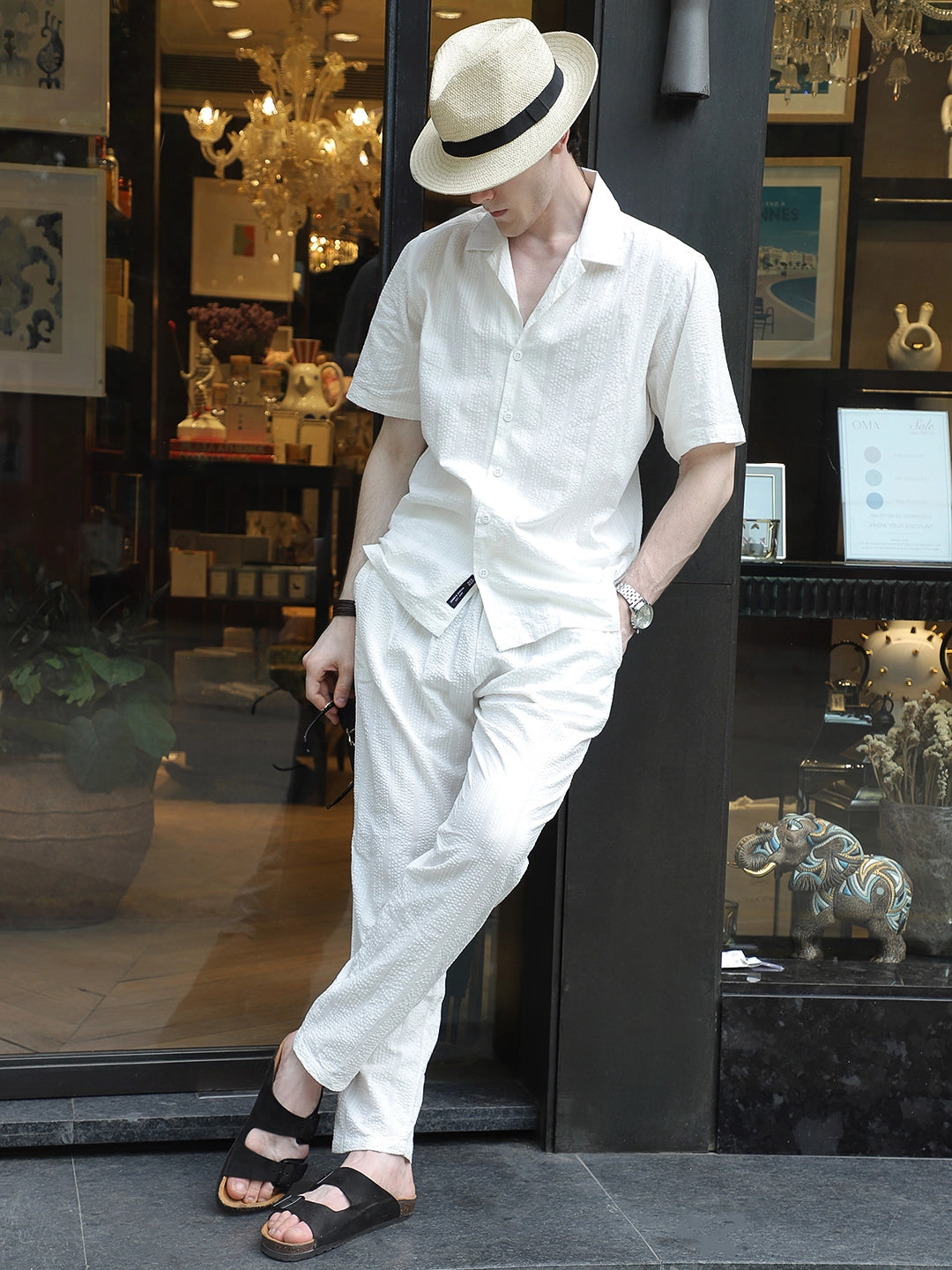 Cloudlines White Textured Co Ord Set