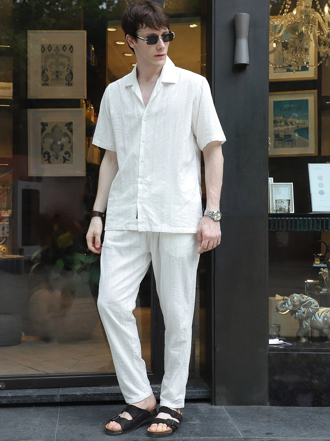 Cloudlines White Textured Co Ord Set