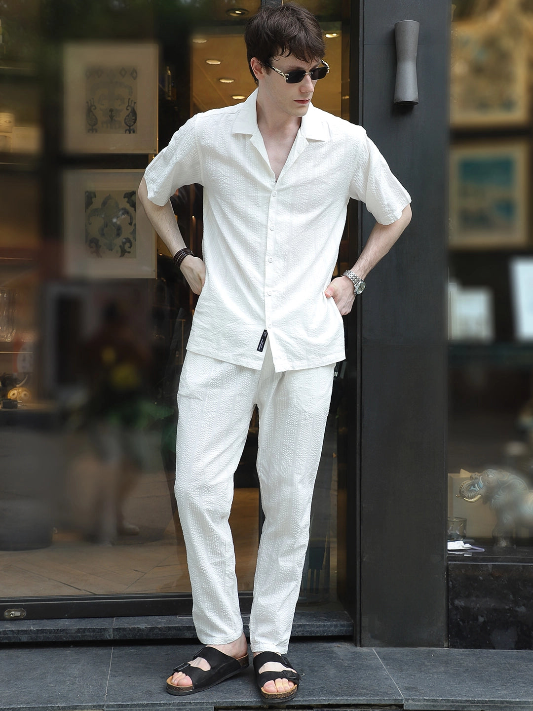 Cloudlines White Textured Co Ord Set