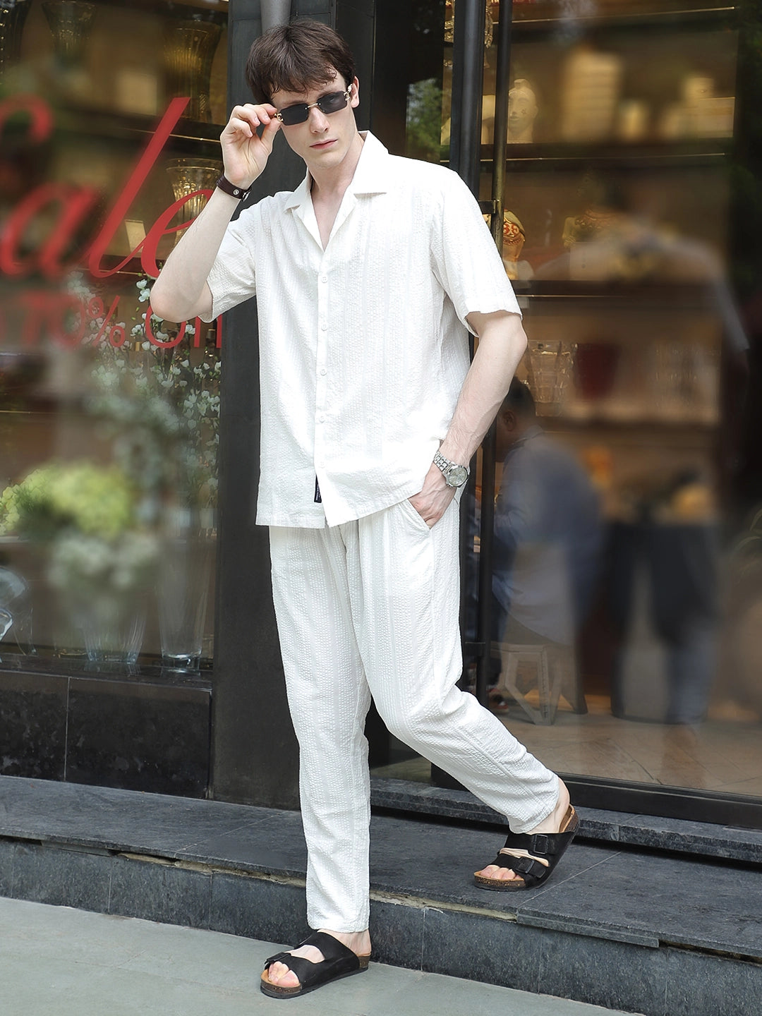 Cloudlines White Textured Co Ord Set