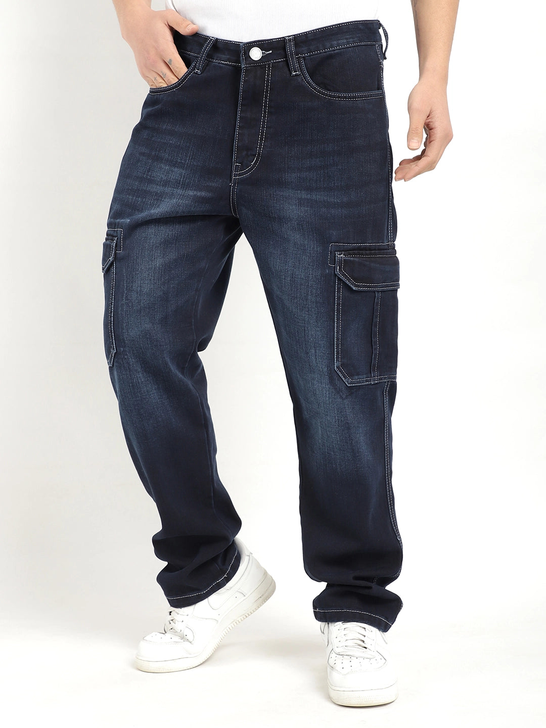 Blue Denim Cargo Men