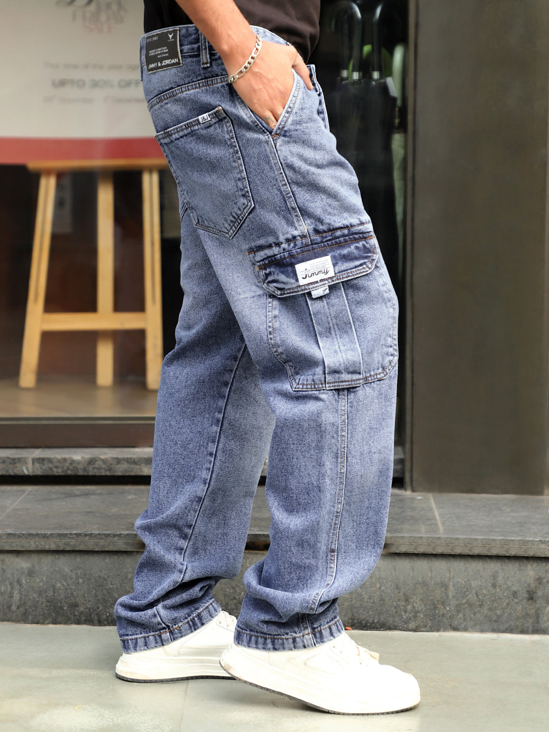 Vireon Azure Blue Baggy Fit Denim Cargo | Bold Urban Style – Jimmy