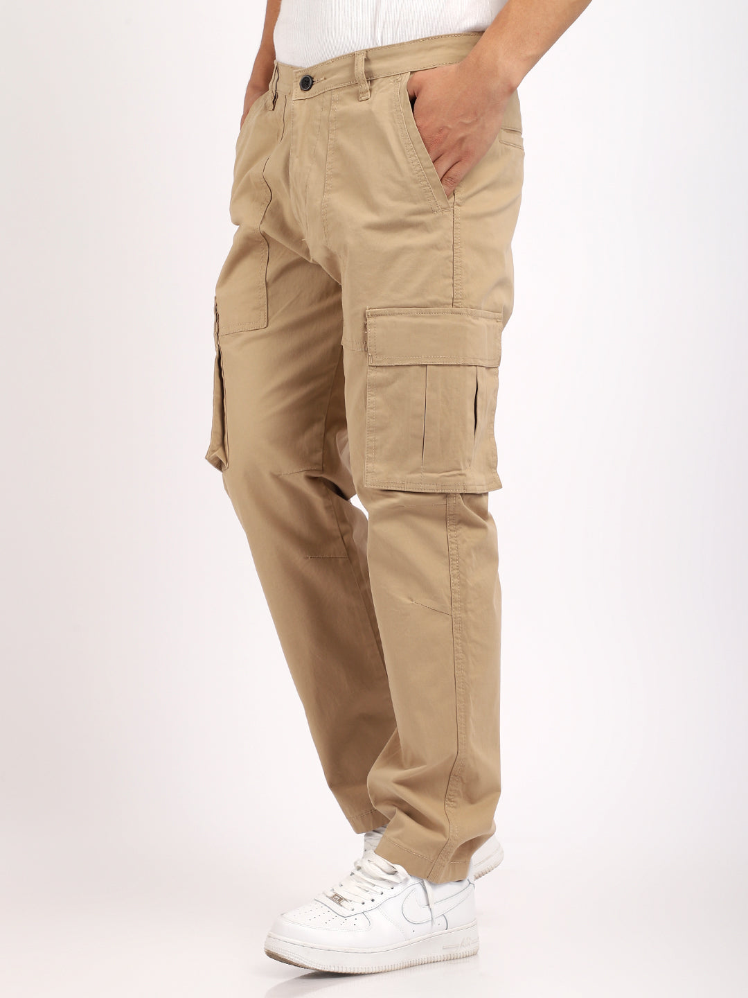 Beige Cotton Cargo Men