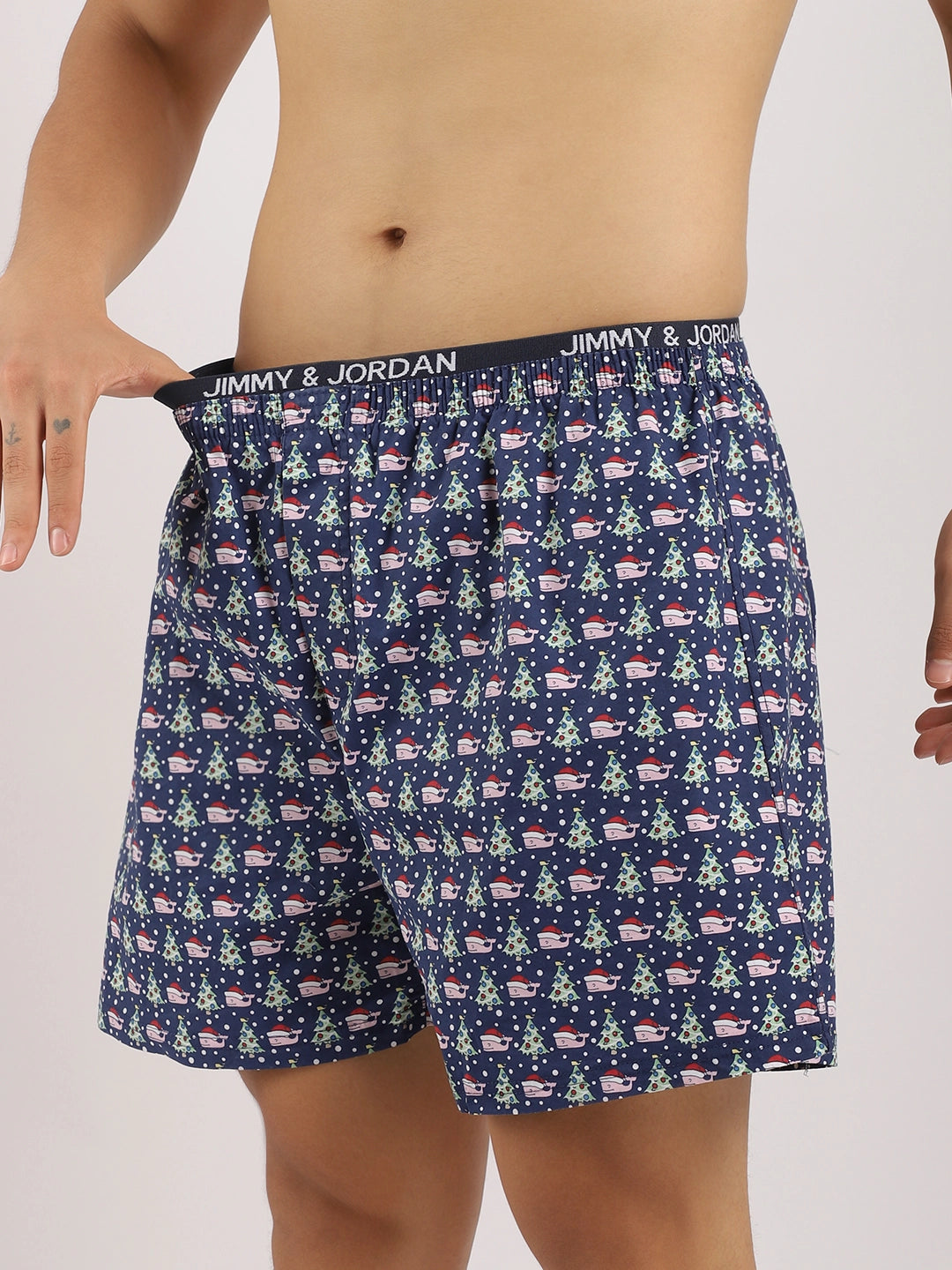 Santa Drip Dark Blue Print Boxer