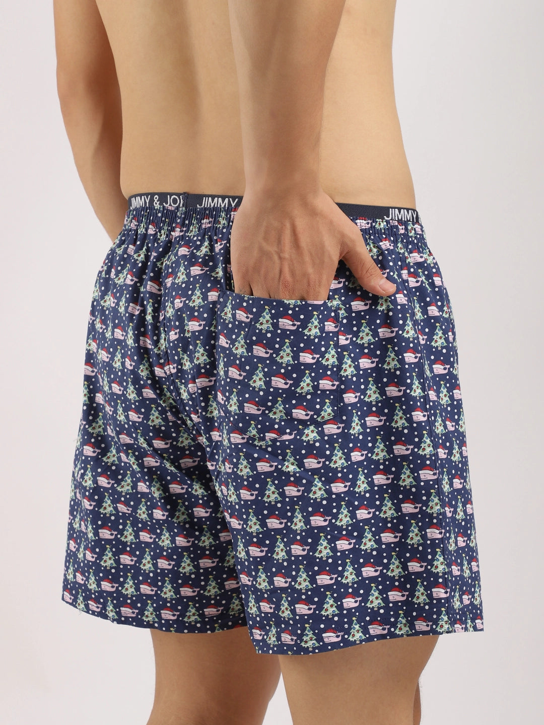 Santa Drip Dark Blue Print Boxer