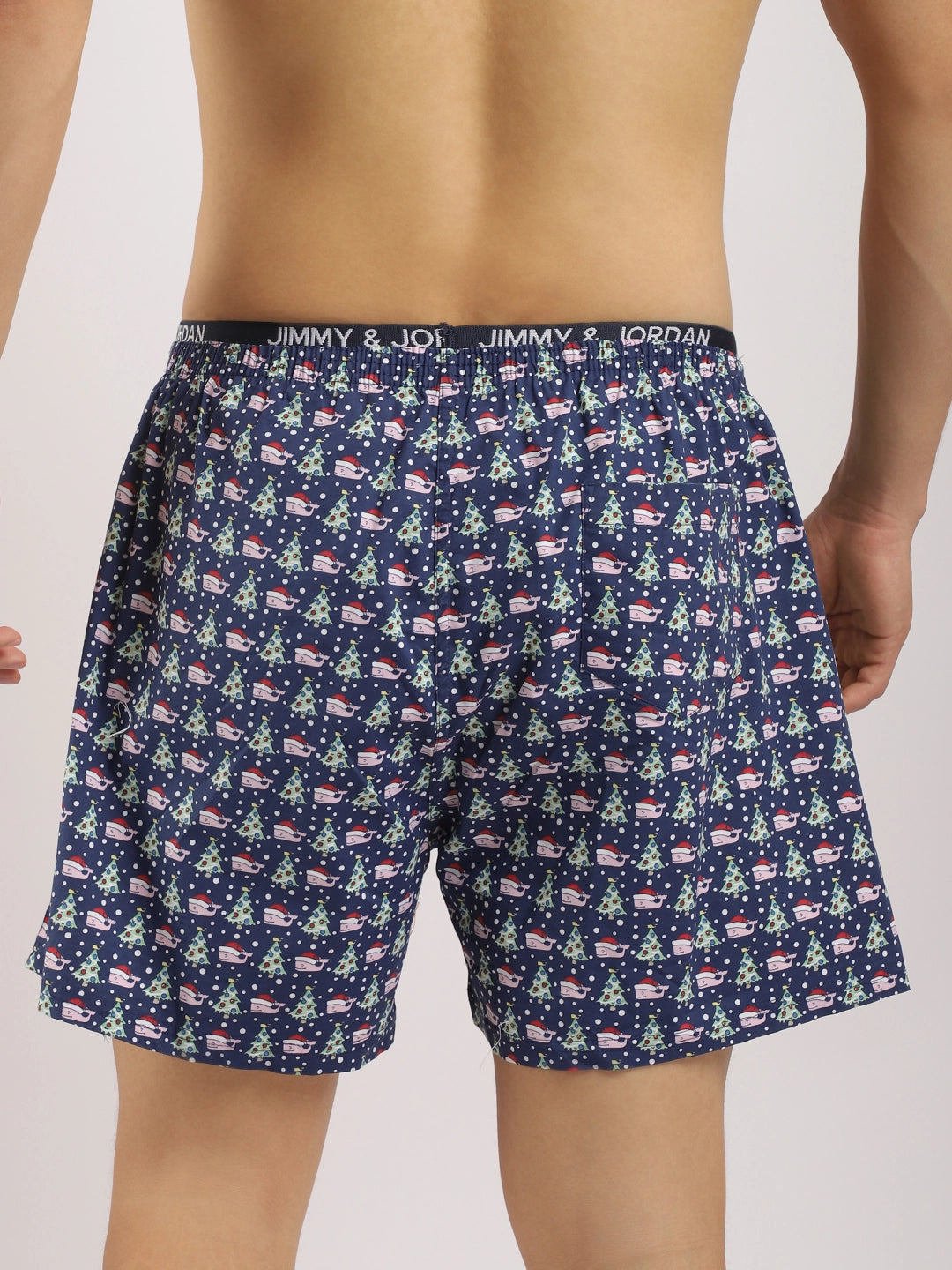 Santa Drip Dark Blue Print Boxer