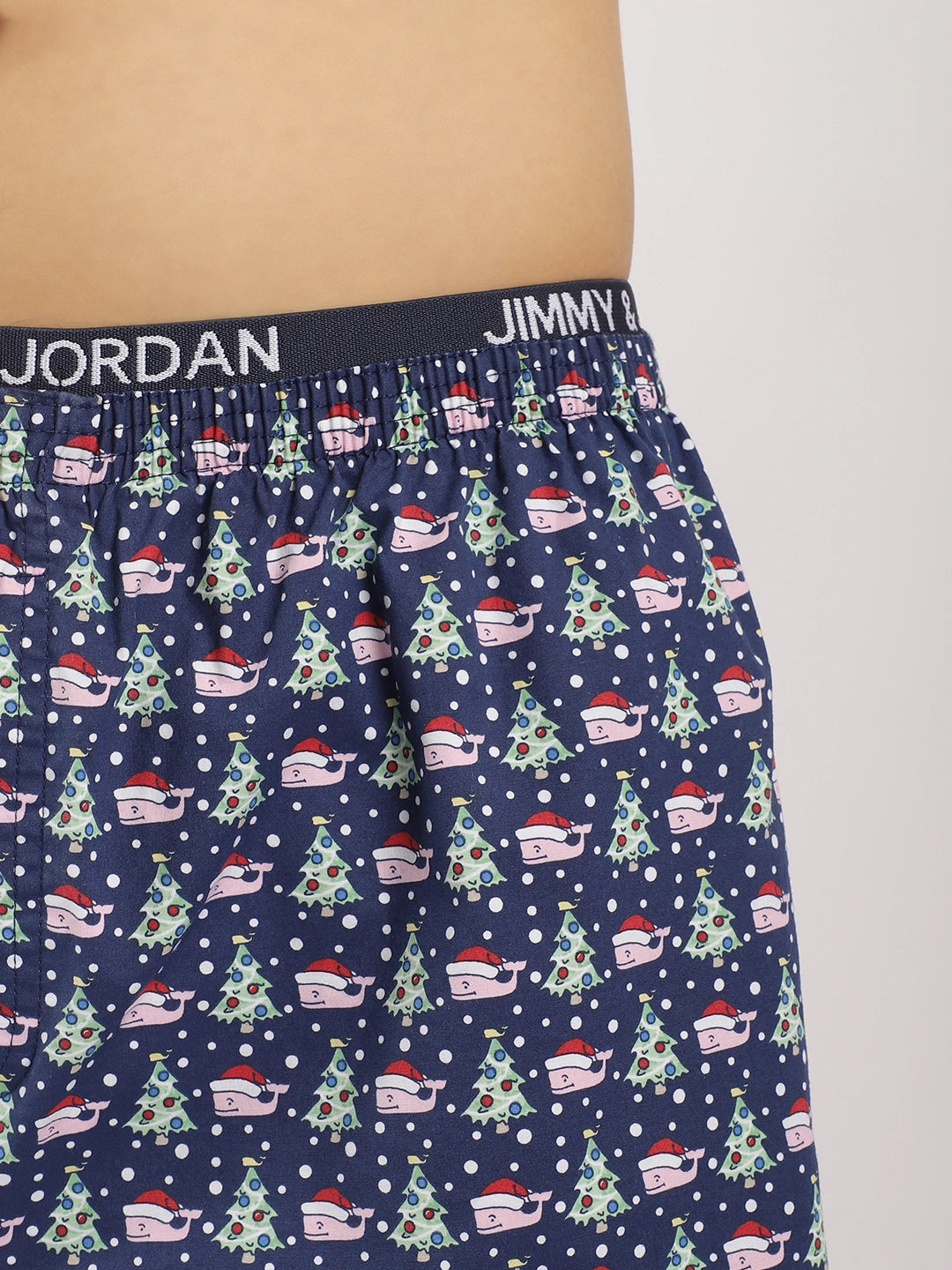 Santa Drip Dark Blue Print Boxer
