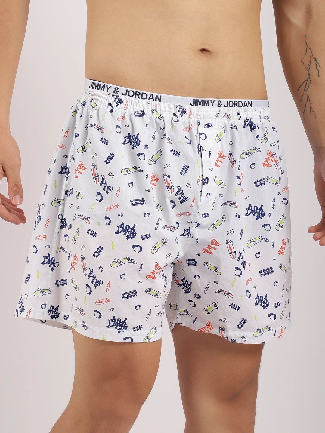 Play Boy Skate White Print Boxer