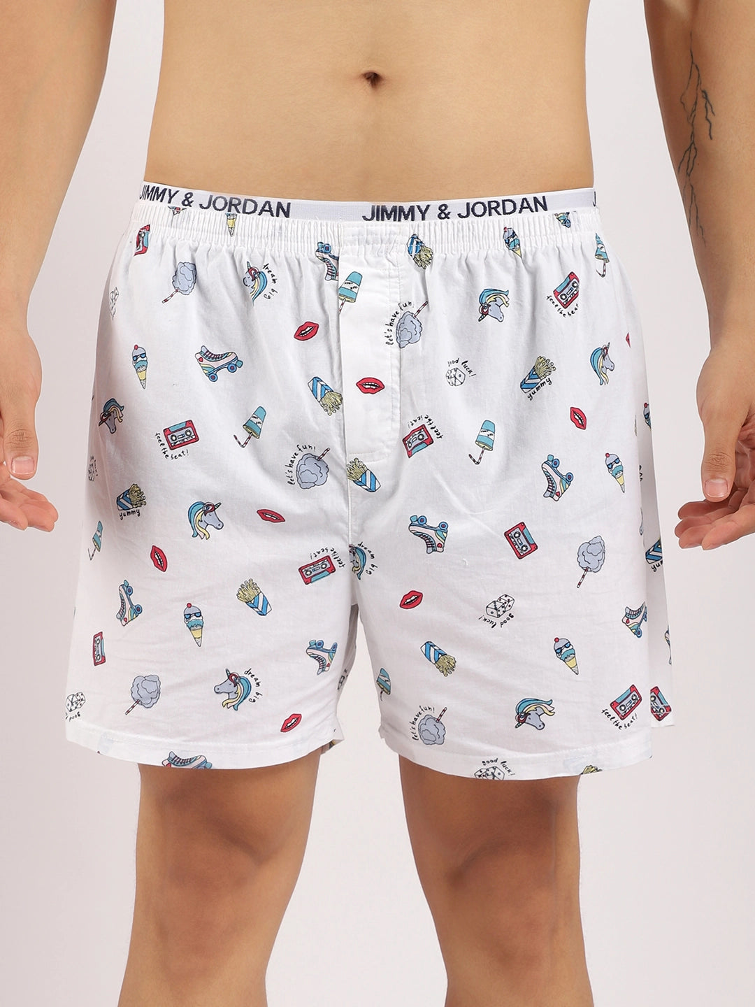 Good Luck White Print Boxer