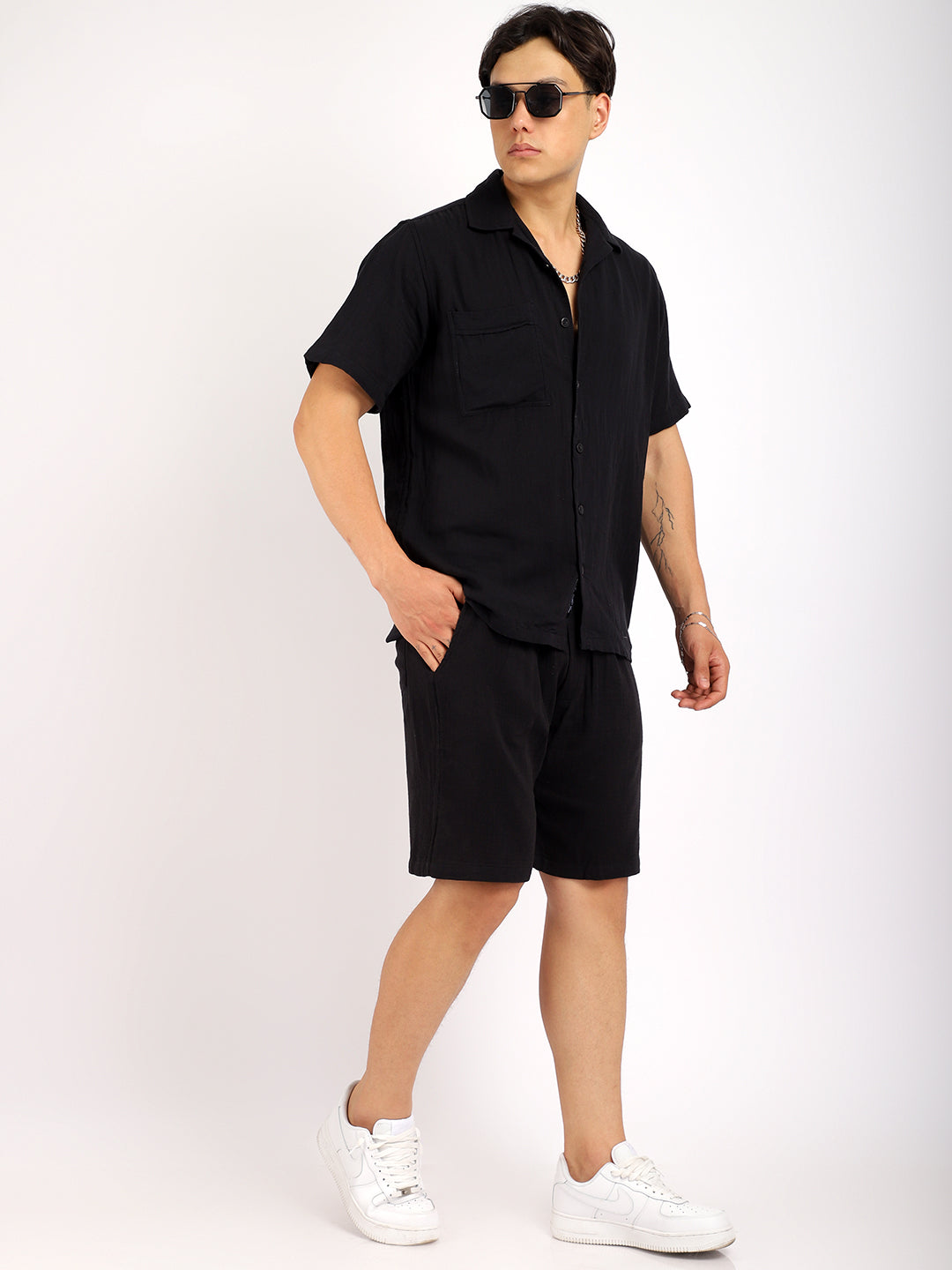 Vero Vibe Lucas Double Clothe Black Co-Ord Set